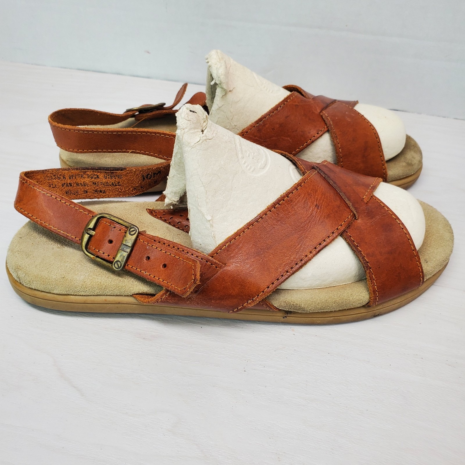 Quip Brown Leather Sandals Women 10 M Boho Lagen Look Minimalist Retro Look — image 5 of 8